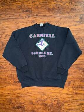 Vintage 1993 Fruit of the Loom Schuss Mt. Carnival Ski Sweatshirt Size XL
